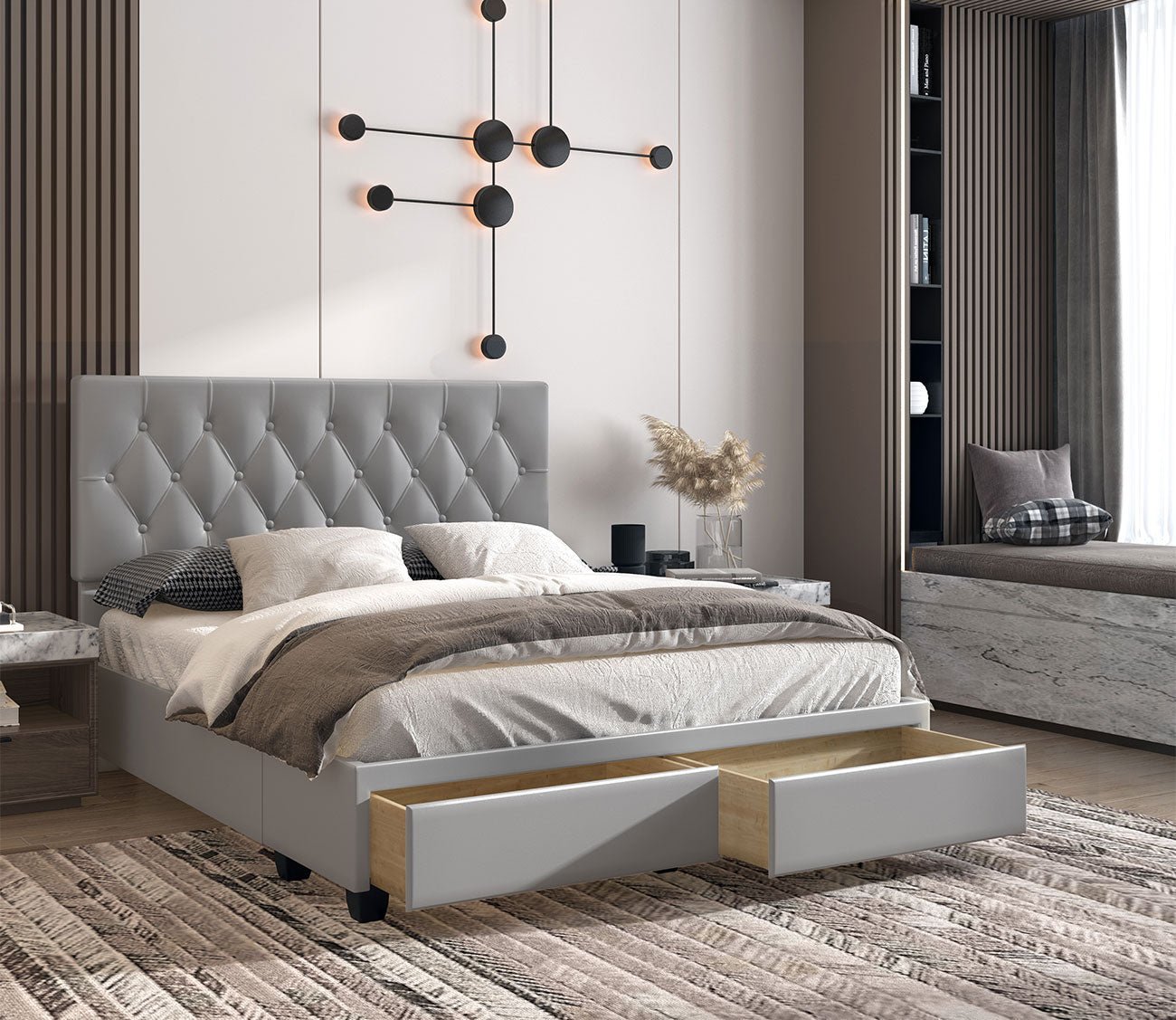 Victory Tufted Faux Leather Platform Storage Bed by Arkotec