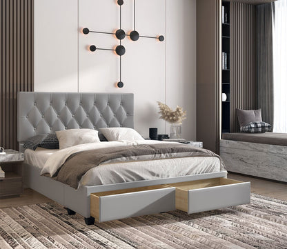 Victory Tufted Faux Leather Platform Storage Bed by Arkotec