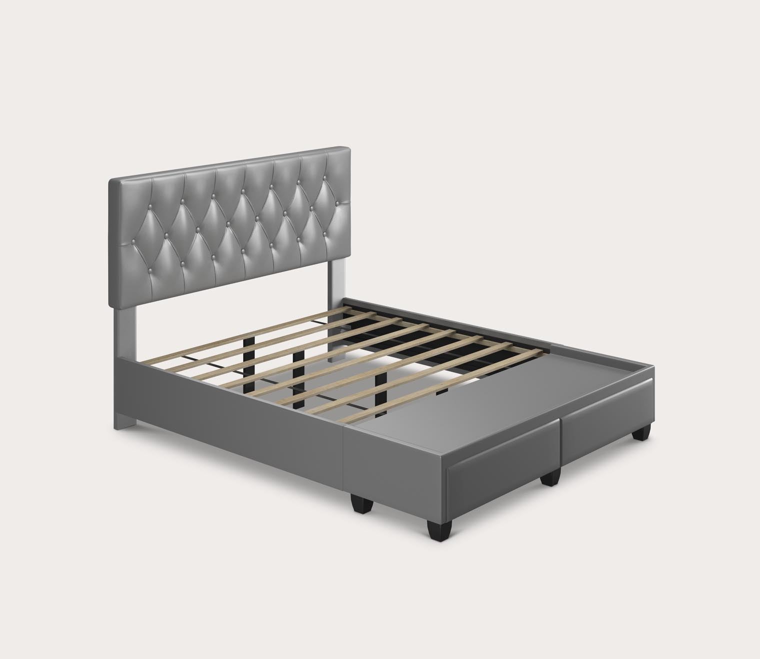 Victory Tufted Faux Leather Platform Storage Bed by Arkotec