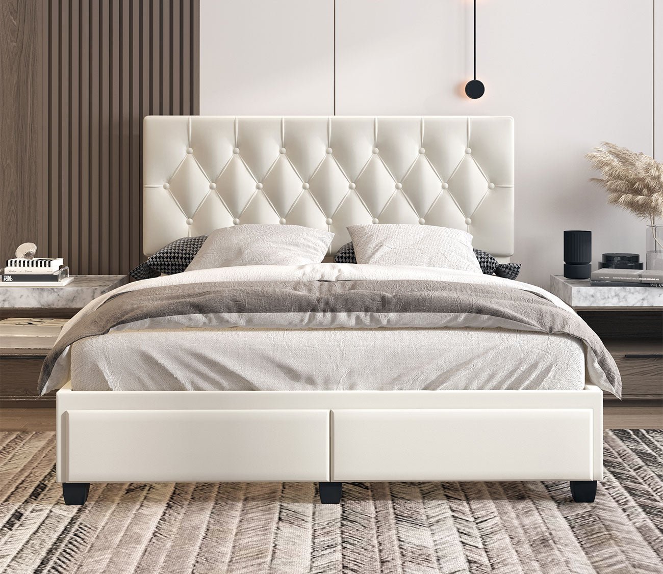 Victory Tufted Faux Leather Platform Storage Bed by Arkotec