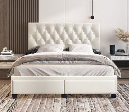 Victory Tufted Faux Leather Platform Storage Bed by Arkotec