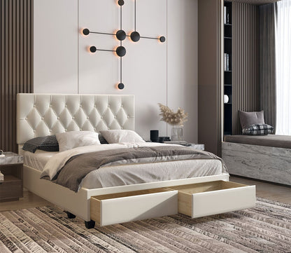Victory Tufted Faux Leather Platform Storage Bed by Arkotec