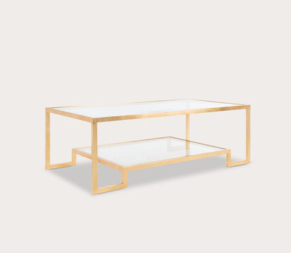 Vivian Rectangular Gold Leaf Metal Coffee Table by Safavieh