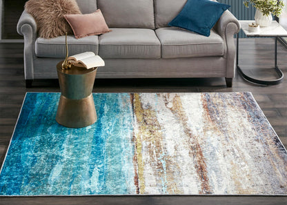 Waterscape Abstract Printed Shiny Area Rug by Madison Park