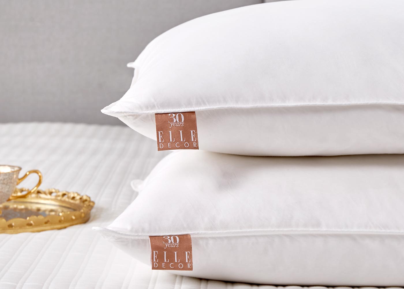 White Goose Feather and Down Fiber Back Sleeper Pillow 2-Pack by Elle Décor