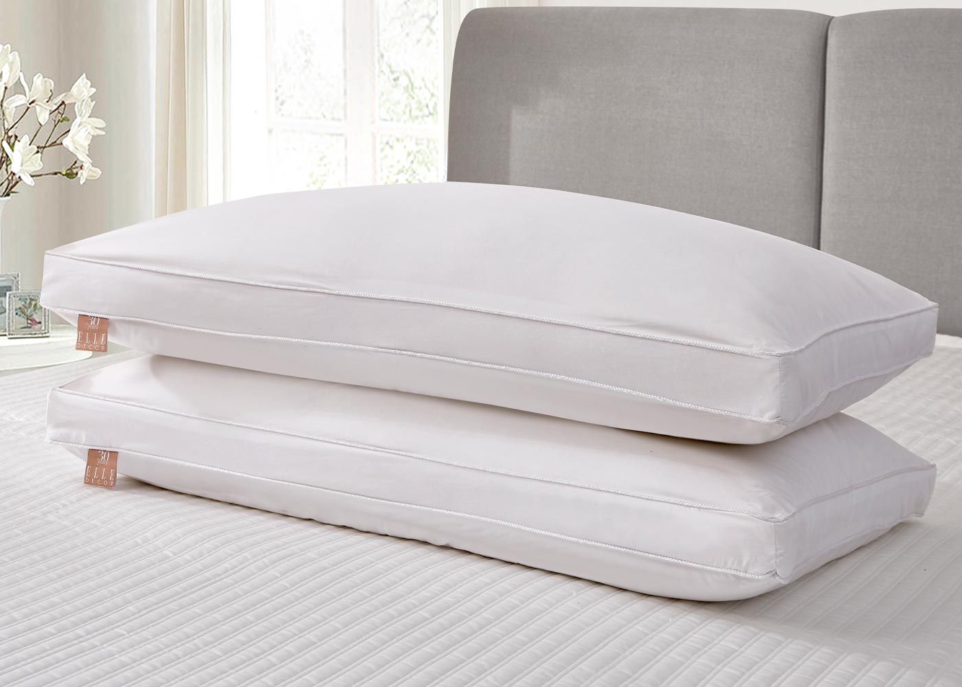 White Goose Feather and Down Fiber Side Sleeper Pillow 2-Pack by Elle Décor