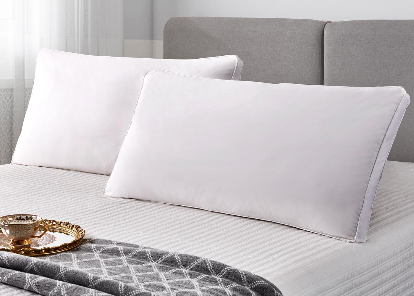 White Goose Feather and Down Fiber Side Sleeper Pillow 2-Pack