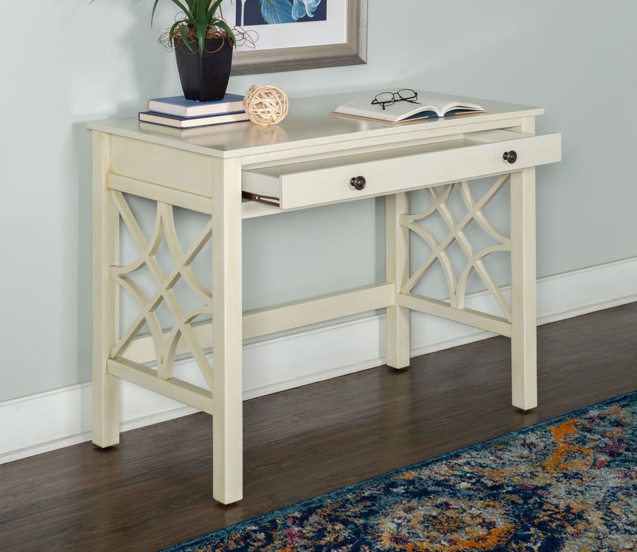 Whitley Antique White 1-Drawer Writing Desk by Linon
