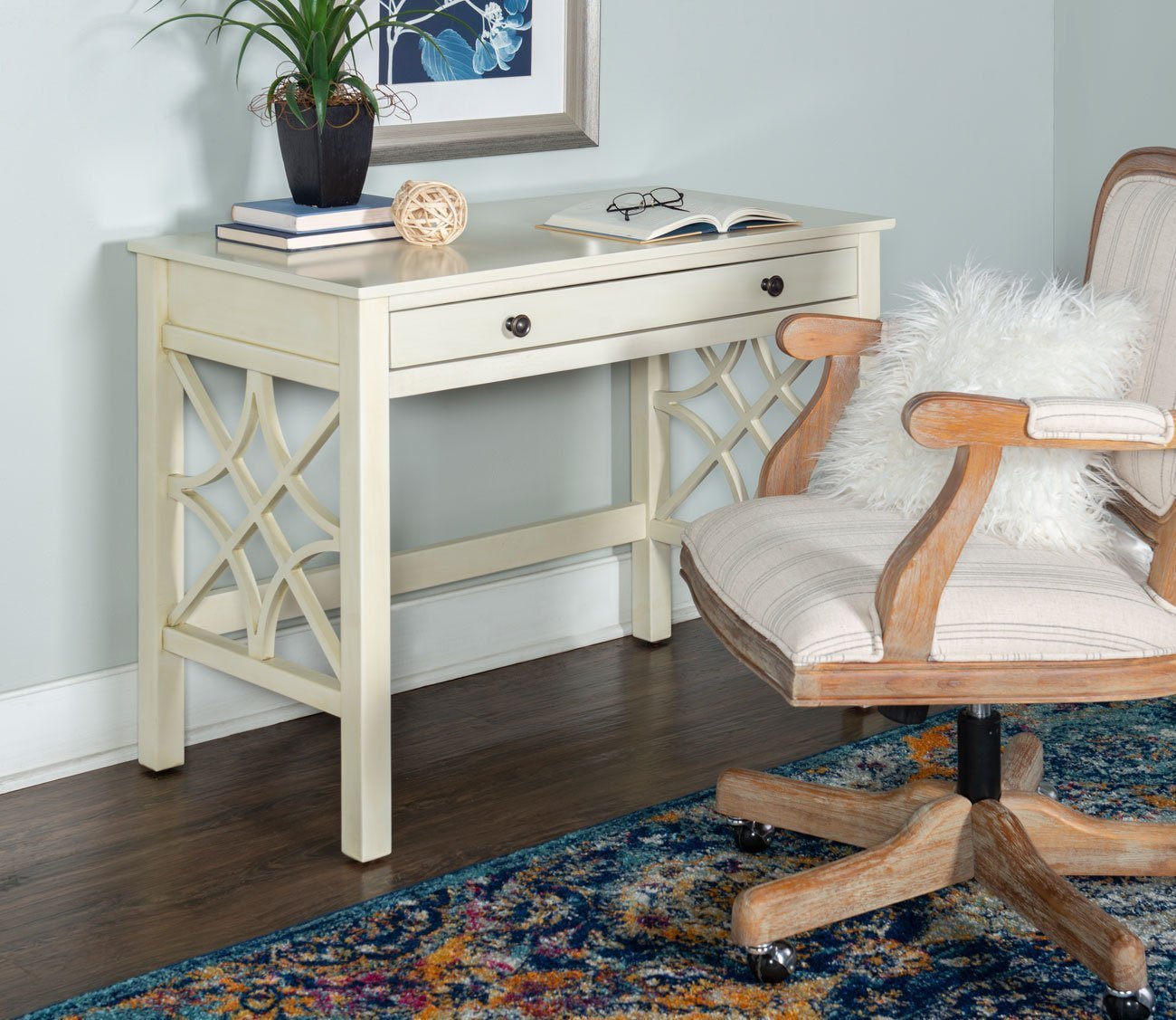 Whitley Antique White 1-Drawer Writing Desk by Linon