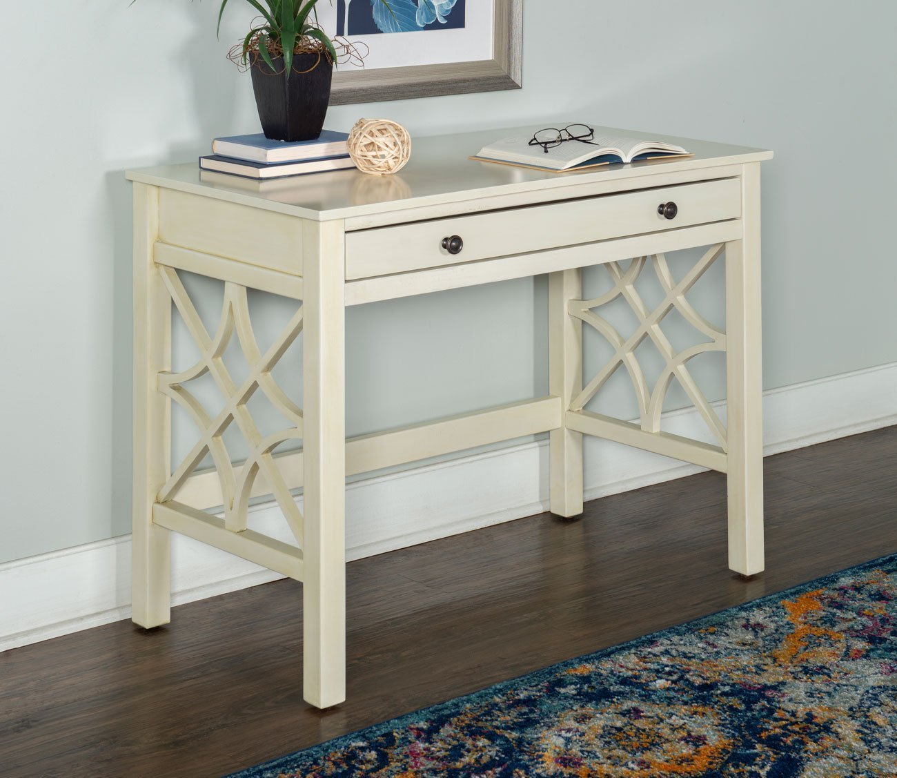Whitley Antique White 1-Drawer Writing Desk