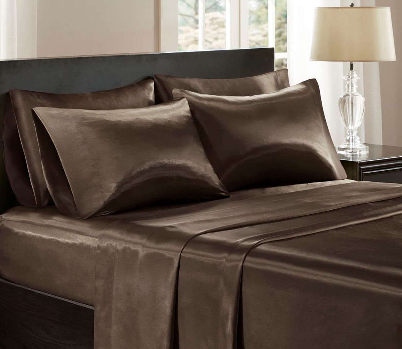 Wrinkle-Free Luxurious Satin Sheet Set by Madison Park Essentials
