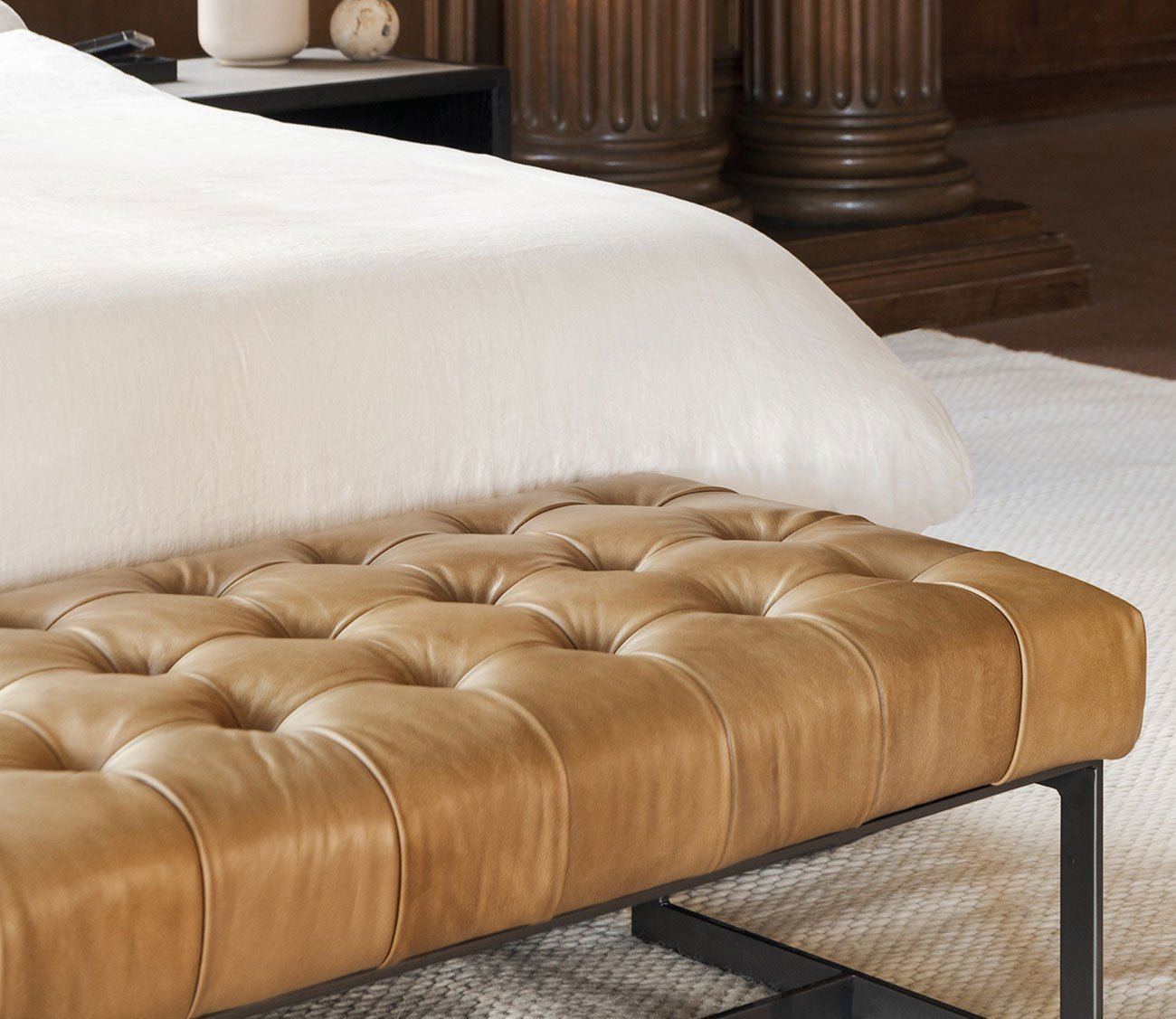 Wyatt Tufted Buffalo Leather Bench by Moe's Furniture