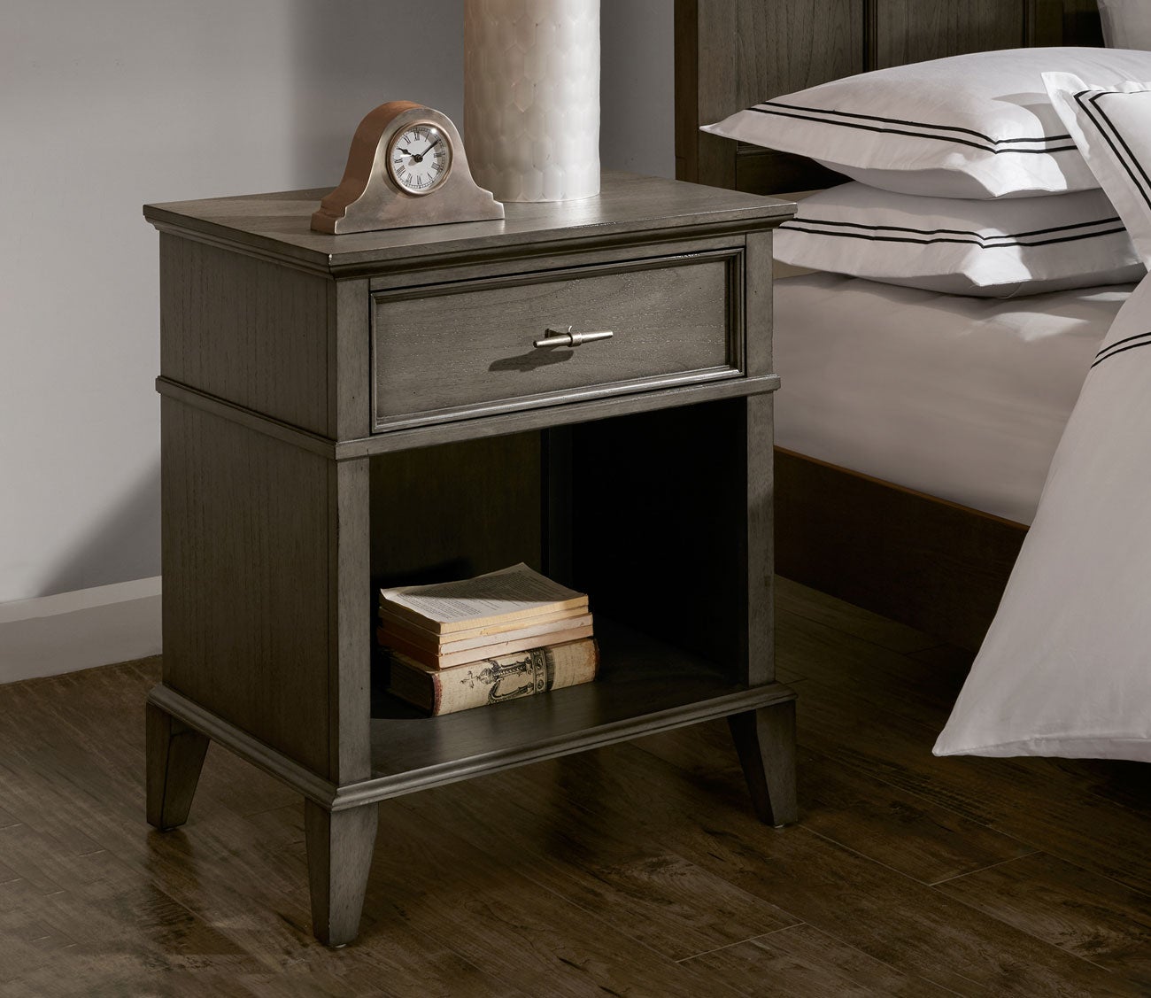 Yardley Reclaimed Gray Wood 1-Drawer Nightstand