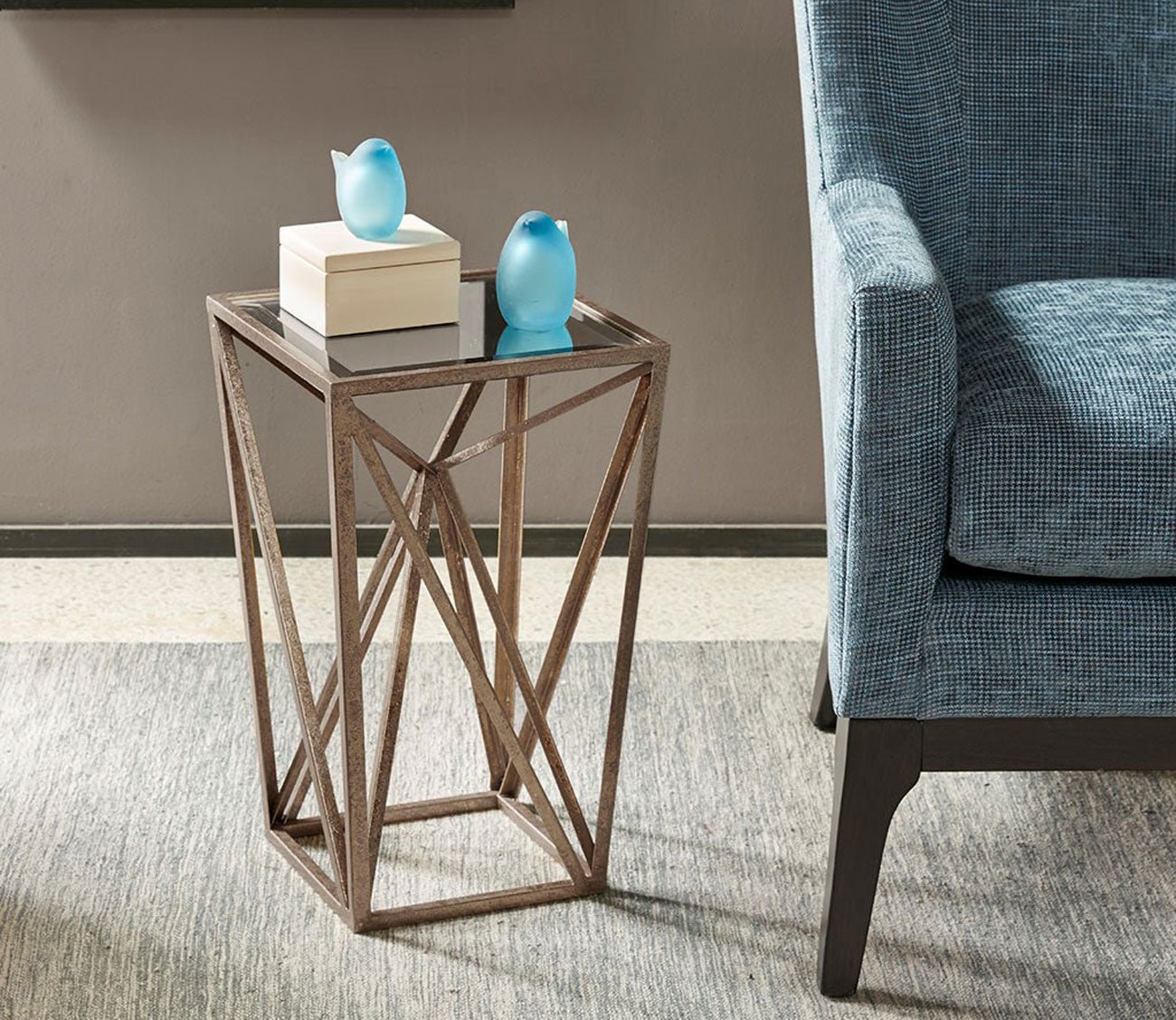 Zee Angular Metal Mirror Accent Table by Madison Park