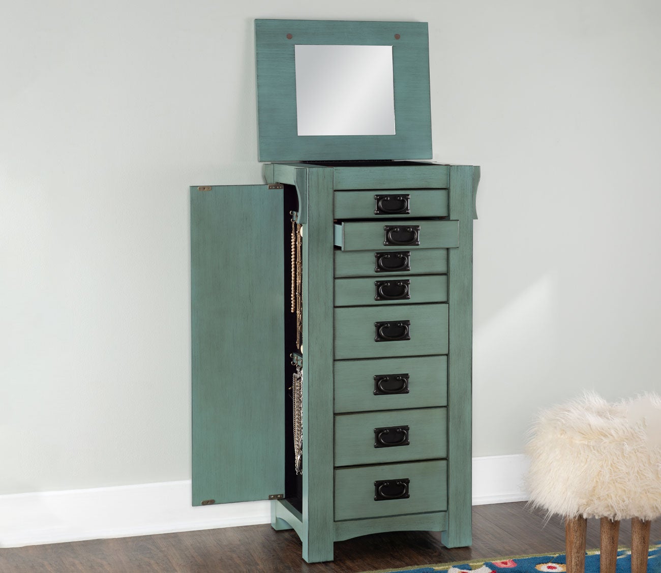Ziva Wood 8-Drawer Jewelry Armoire by Powell