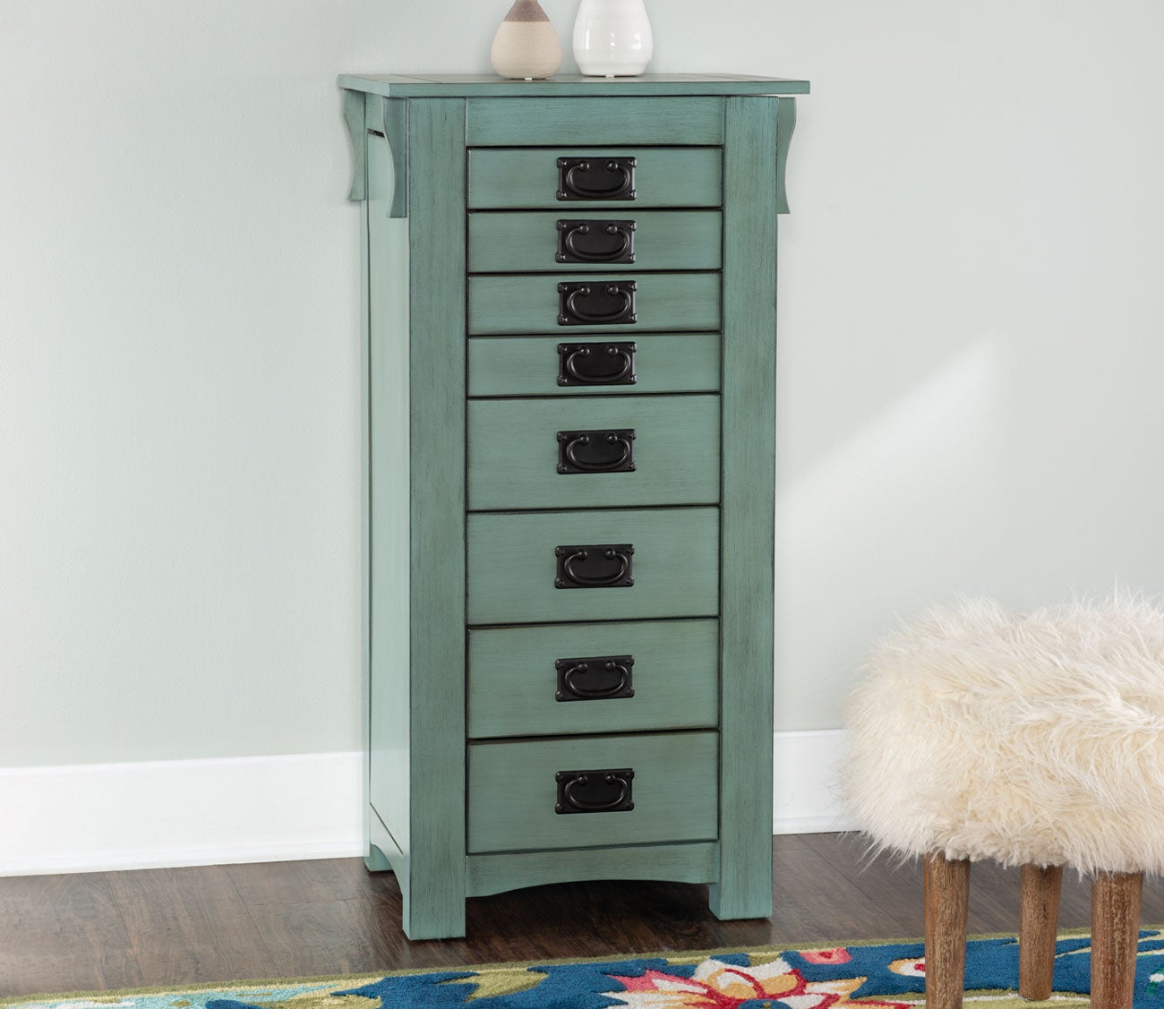 Ziva Wood 8-Drawer Jewelry Armoire
