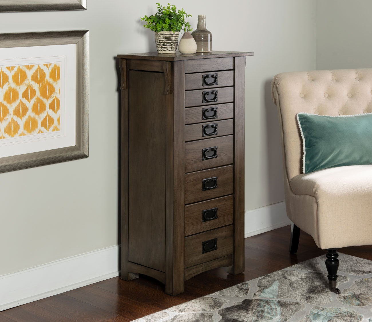 Ziva Wood 8-Drawer Jewelry Armoire by Powell