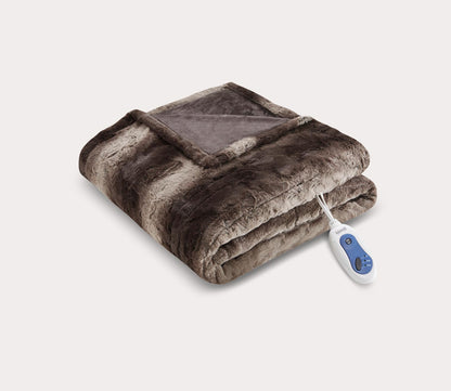 Zuri Oversized Heated Faux Fur Throw Blanket in 7 Colors by Beautyrest