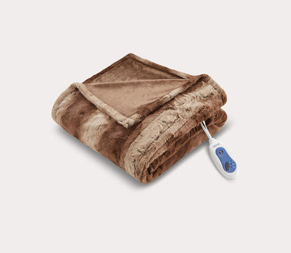 Zuri Oversized Heated Faux Fur Throw Blanket in 7 Colors by Beautyrest